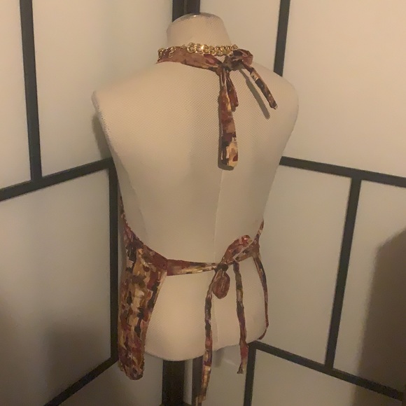 Vintage Custom Made Reversible Apron w/Pockets Artsy Stylish Wine Theme One Size - Picture 4 of 9